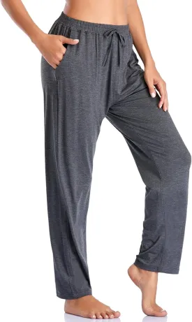 ASIMOON Women's Yoga Pants Soft Comfy Stretch Loose Straight Casual Athletic Pants Running Workout Lounge Pants with Pockets