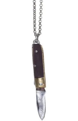 BE PREPARED BROWN KNIFE NECKLACE