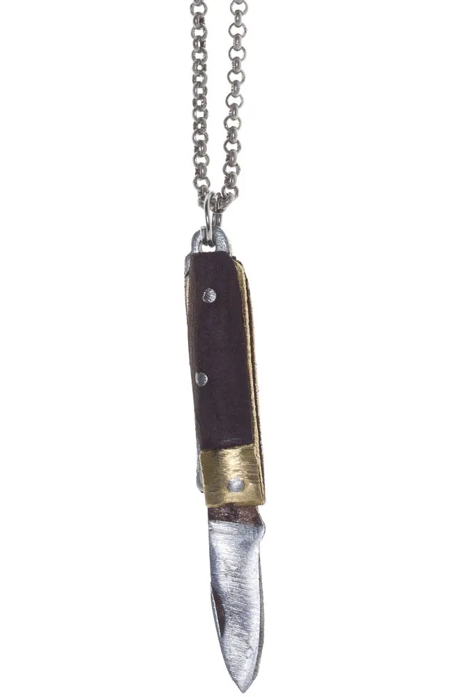 BE PREPARED BROWN KNIFE NECKLACE
