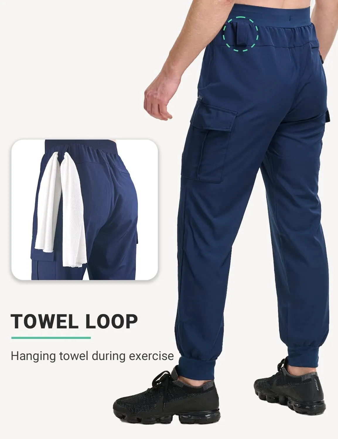 BVVU Men's Lightweight Cargo Joggers with Zipper Pockets Sweatpants for Men Quick Dry Gym Workout Athletic Golf Track Pants