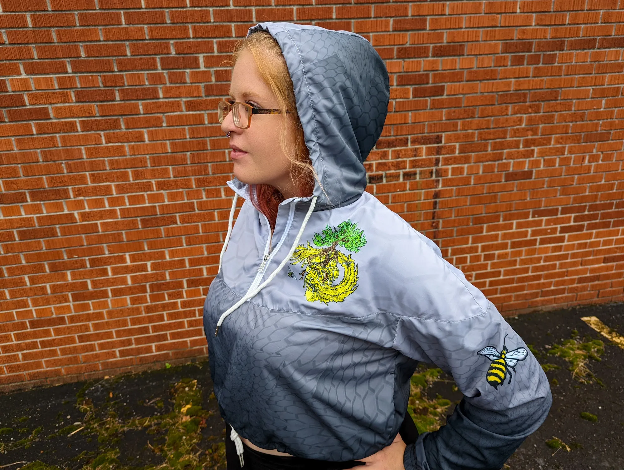 Honeydust Grey Cropped Windbreaker