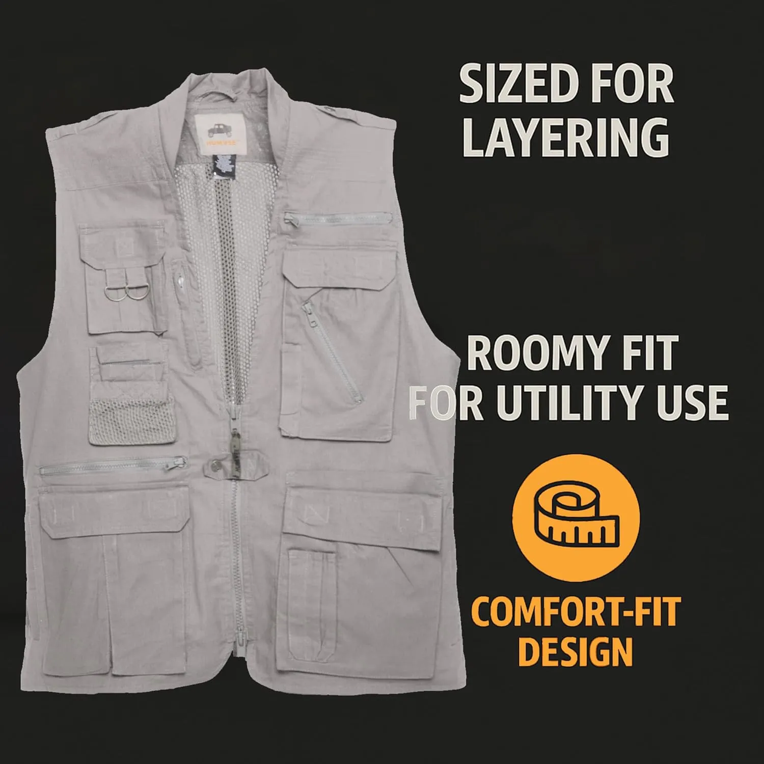Humvee Photography Utility Vest for Men & Women - Perfect for Safari, Hunting, Fishing, Camping, & Travel - 100% Cotton Gift