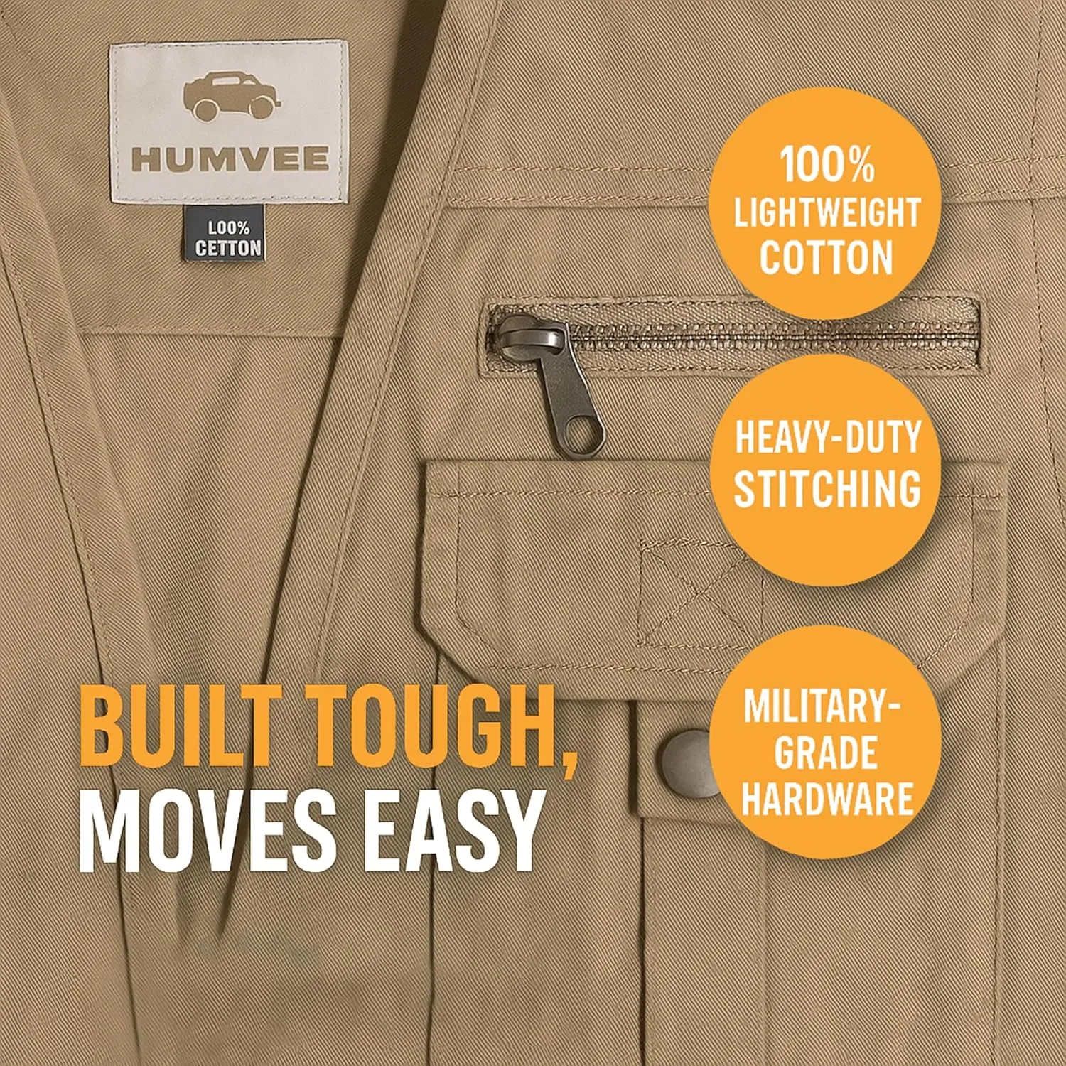 Humvee Photography Utility Vest for Men & Women - Perfect for Safari, Hunting, Fishing, Camping, & Travel - 100% Cotton Gift