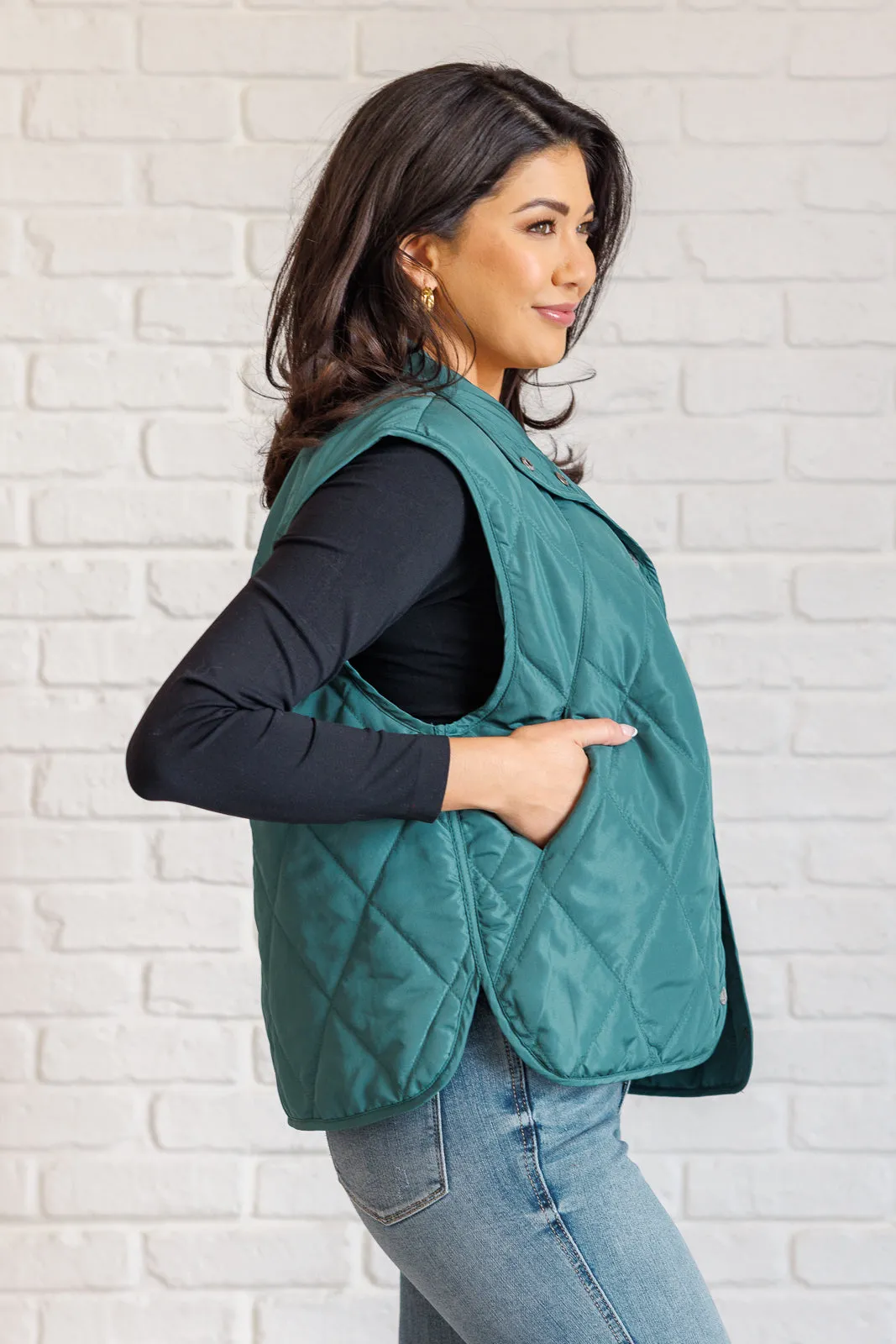 Layering Queen Quilted Puffer Vest in Hunter Green - 11/19