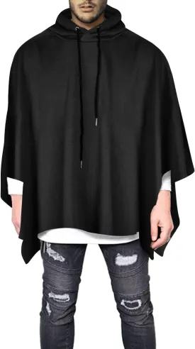 Men's Oversized Batwing Sleeves Hooded Poncho Cape
