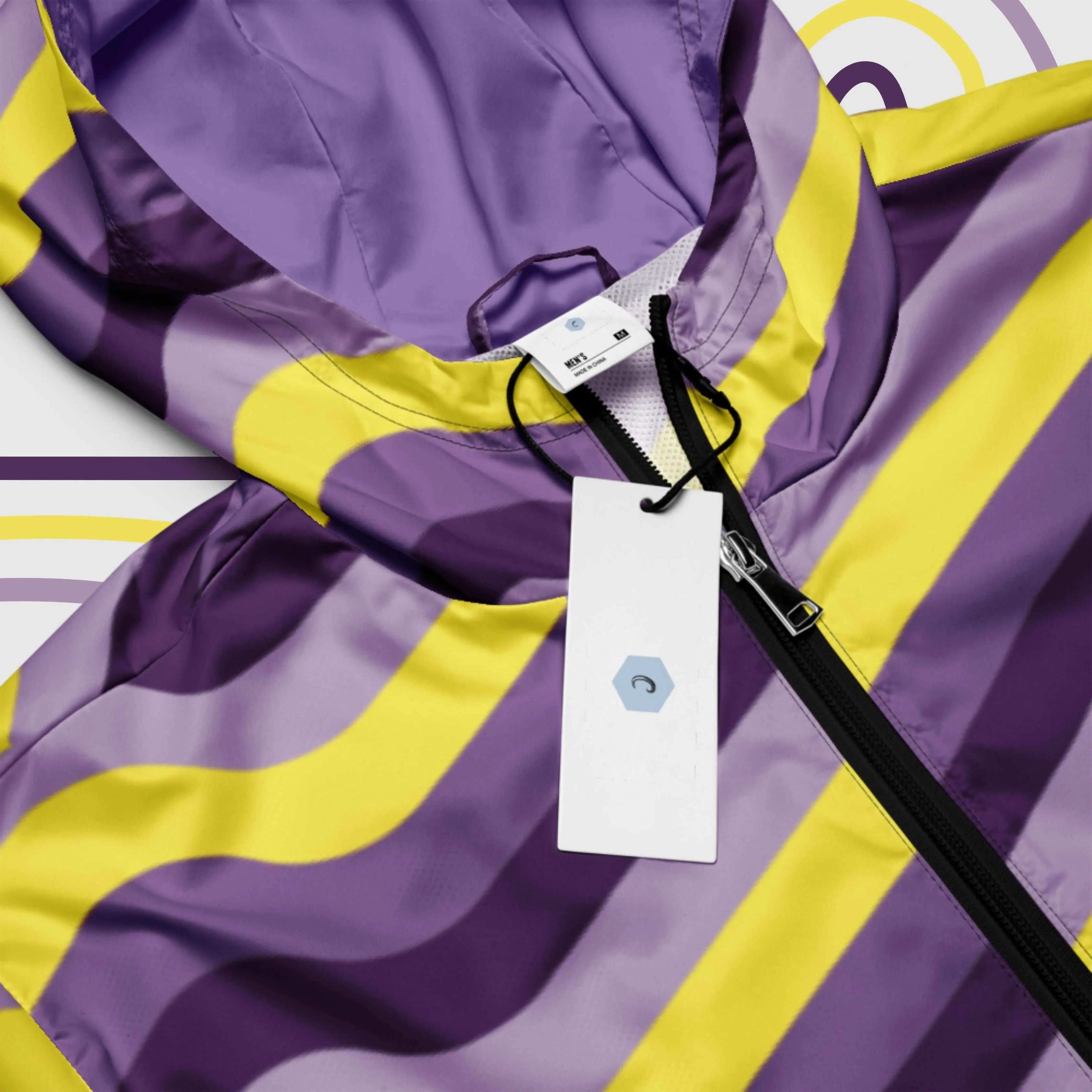 Men’s Retro Wavy Lines Windbreaker Jacket