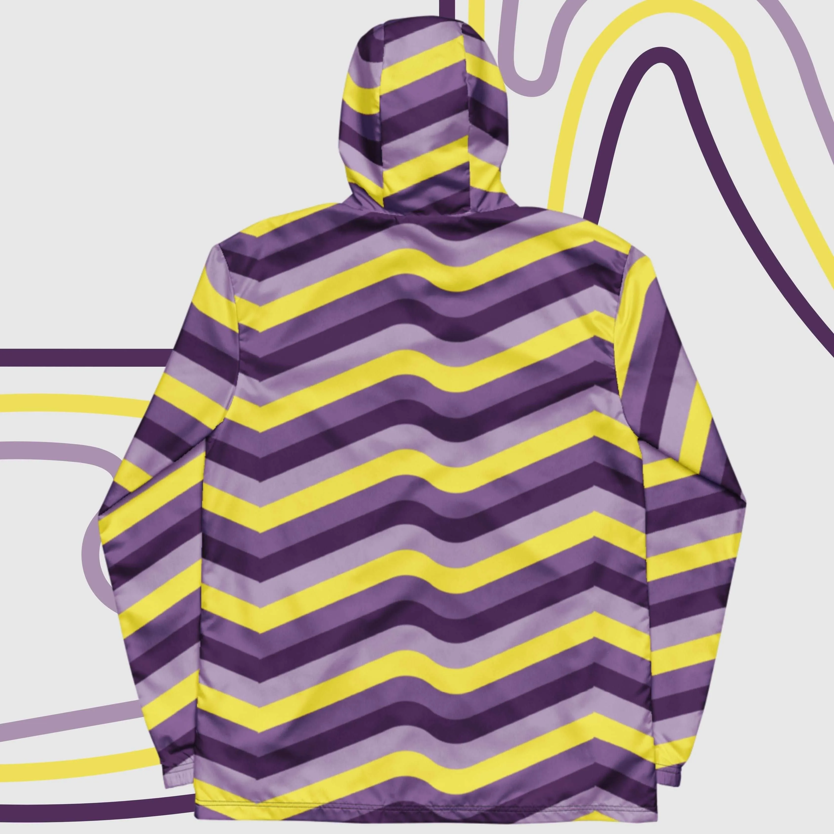 Men’s Retro Wavy Lines Windbreaker Jacket