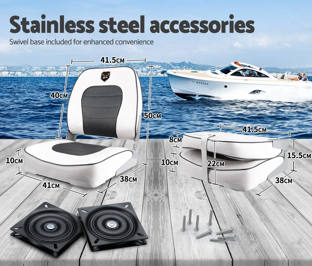 MOBI OUTDOOR 2X Folding Boat Seats Seat Marine Seating Set Swivels All Weather