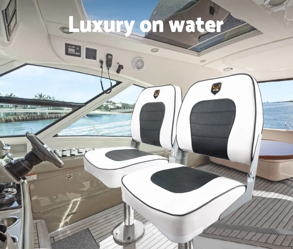 MOBI OUTDOOR 2X Folding Boat Seats Seat Marine Seating Set Swivels All Weather
