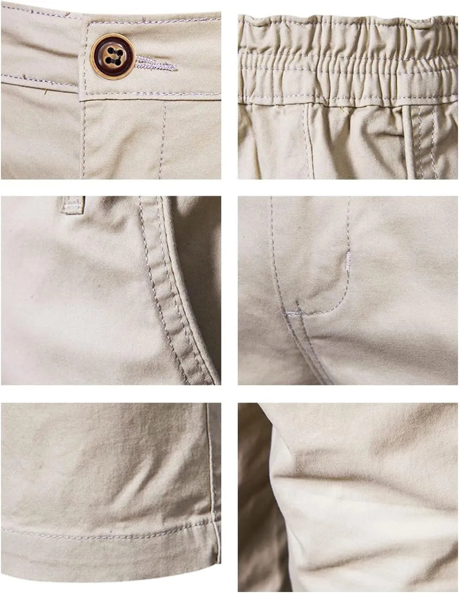 Oymyakon Men's Stretch Chino Short Slim Fit 10" Inseam Flat Front Shorts Summer Cotton Casual Shorts with Pocket