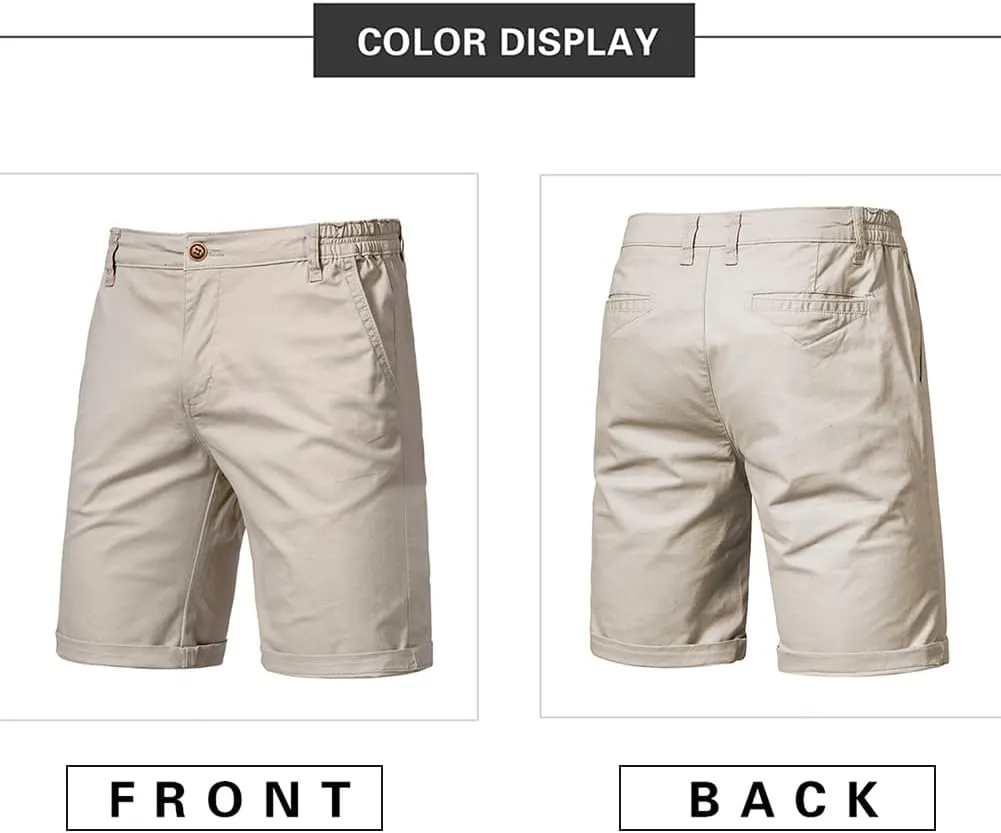 Oymyakon Men's Stretch Chino Short Slim Fit 10" Inseam Flat Front Shorts Summer Cotton Casual Shorts with Pocket