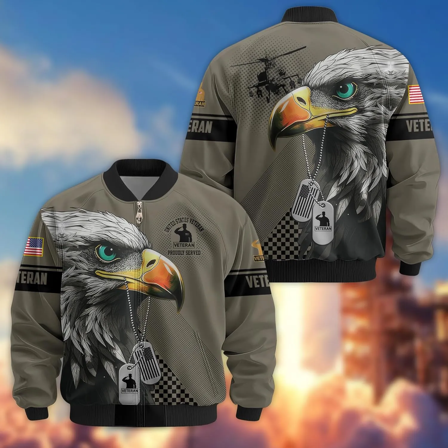 Proudly Served Veterans Varsity Jacket, Military Bomber Jacket Patriotic Style  Perfect Veteran Gift, Ideal for Veterans Day