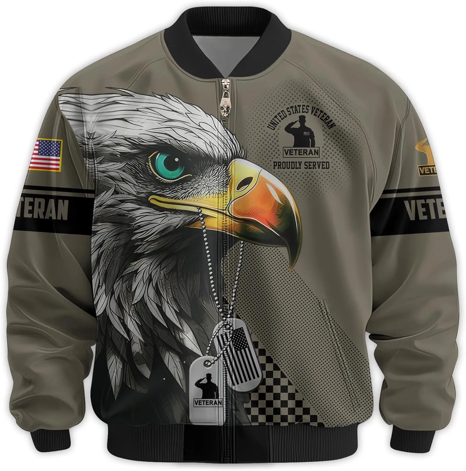Proudly Served Veterans Varsity Jacket, Military Bomber Jacket Patriotic Style  Perfect Veteran Gift, Ideal for Veterans Day