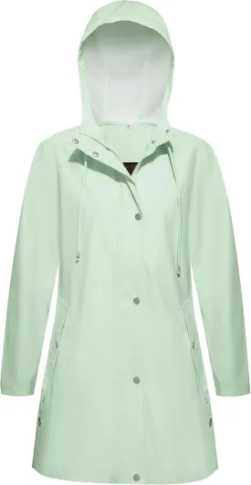 Rain Jacket Womens Waterproof with Hood, Long Rain Coat Windproof Windbreaker Outdoor Rain Trench Coat S-XXL