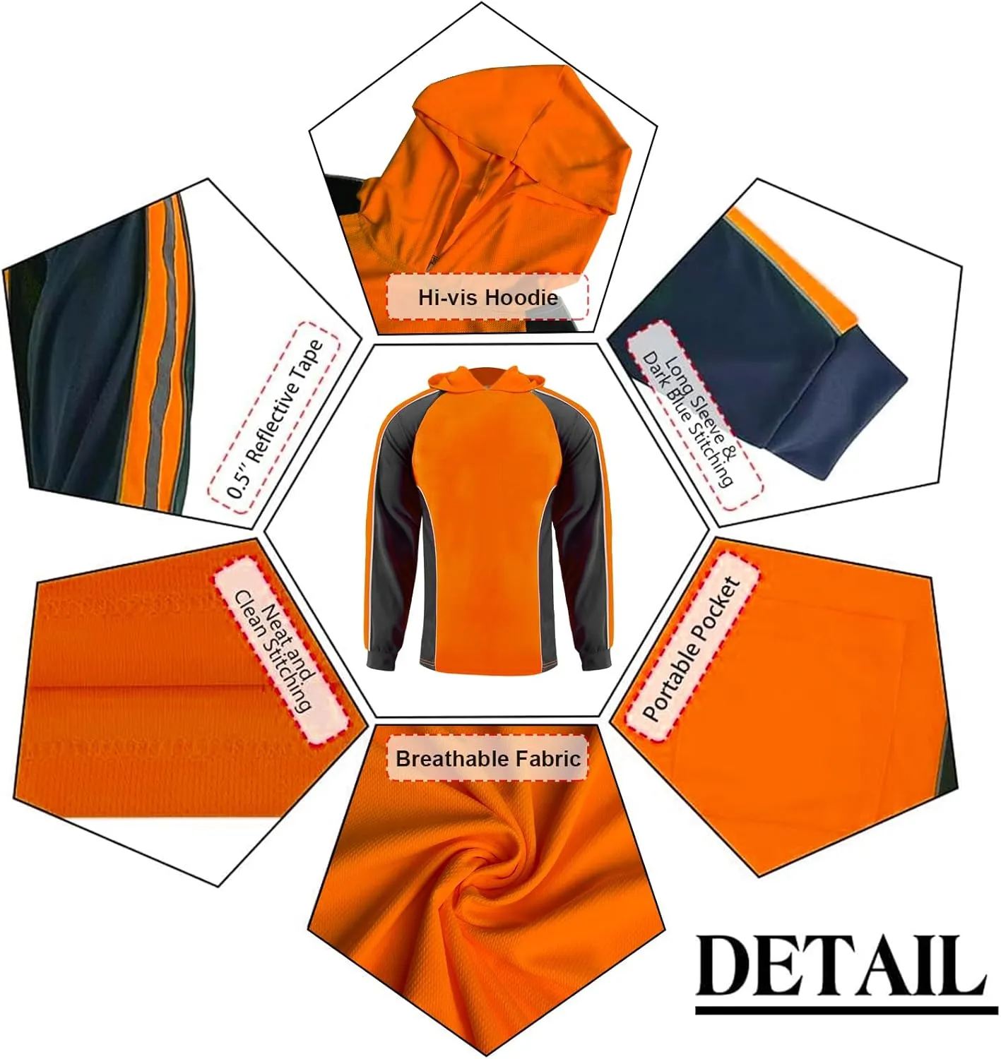 Safety Shirt High Visibility Short Long Sleeve Reflective Polo Shirts, Work T Shirts for Men Construction