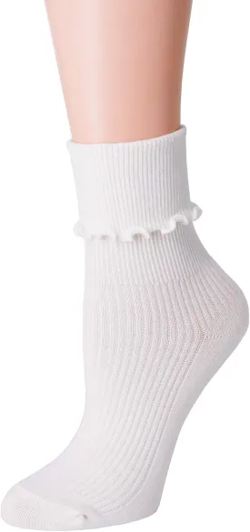 SRYL Women Ankle Socks Ruffle Turn-Cuff,Lovely double needle solid color edge relent Girl socks