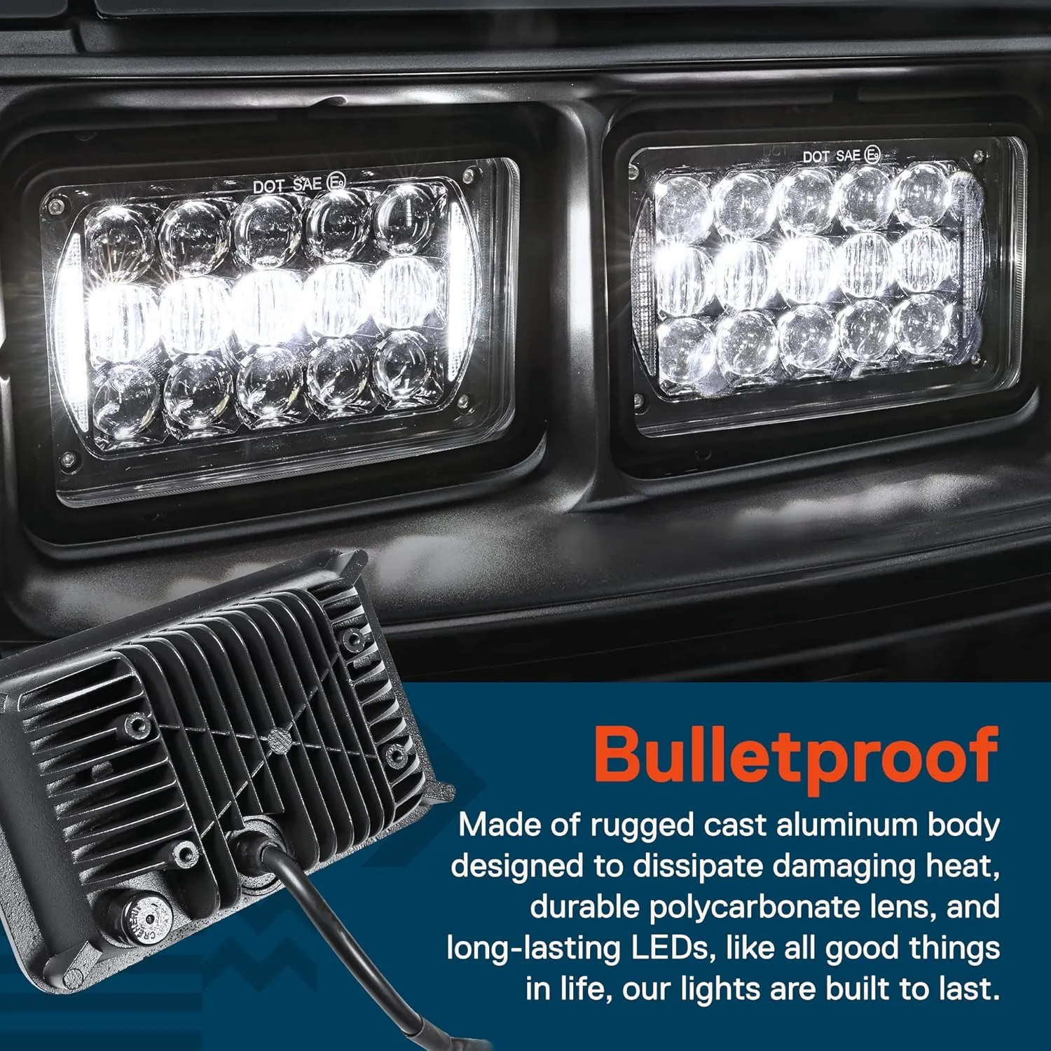 TRUE MODS 2pc Black 4x6 6x4 Inch LED Headlights Pair [DRL] H4 Socket High Low Sealed Beam 2a1 1a1 H4652 H4666 H6545 H4651 H4656 Head Lamp for Chevy Blazer K5 S10 C10 K10 Kodiak C4500 Car Golf Cart