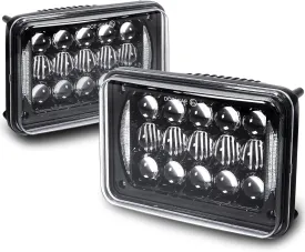 TRUE MODS 2pc Black 4x6 6x4 Inch LED Headlights Pair [DRL] H4 Socket High Low Sealed Beam 2a1 1a1 H4652 H4666 H6545 H4651 H4656 Head Lamp for Chevy Blazer K5 S10 C10 K10 Kodiak C4500 Car Golf Cart