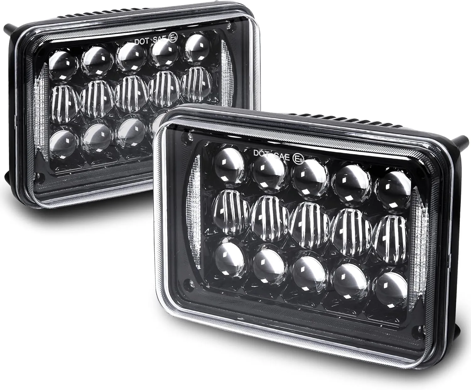 TRUE MODS 2pc Black 4x6 6x4 Inch LED Headlights Pair [DRL] H4 Socket High Low Sealed Beam 2a1 1a1 H4652 H4666 H6545 H4651 H4656 Head Lamp for Chevy Blazer K5 S10 C10 K10 Kodiak C4500 Car Golf Cart