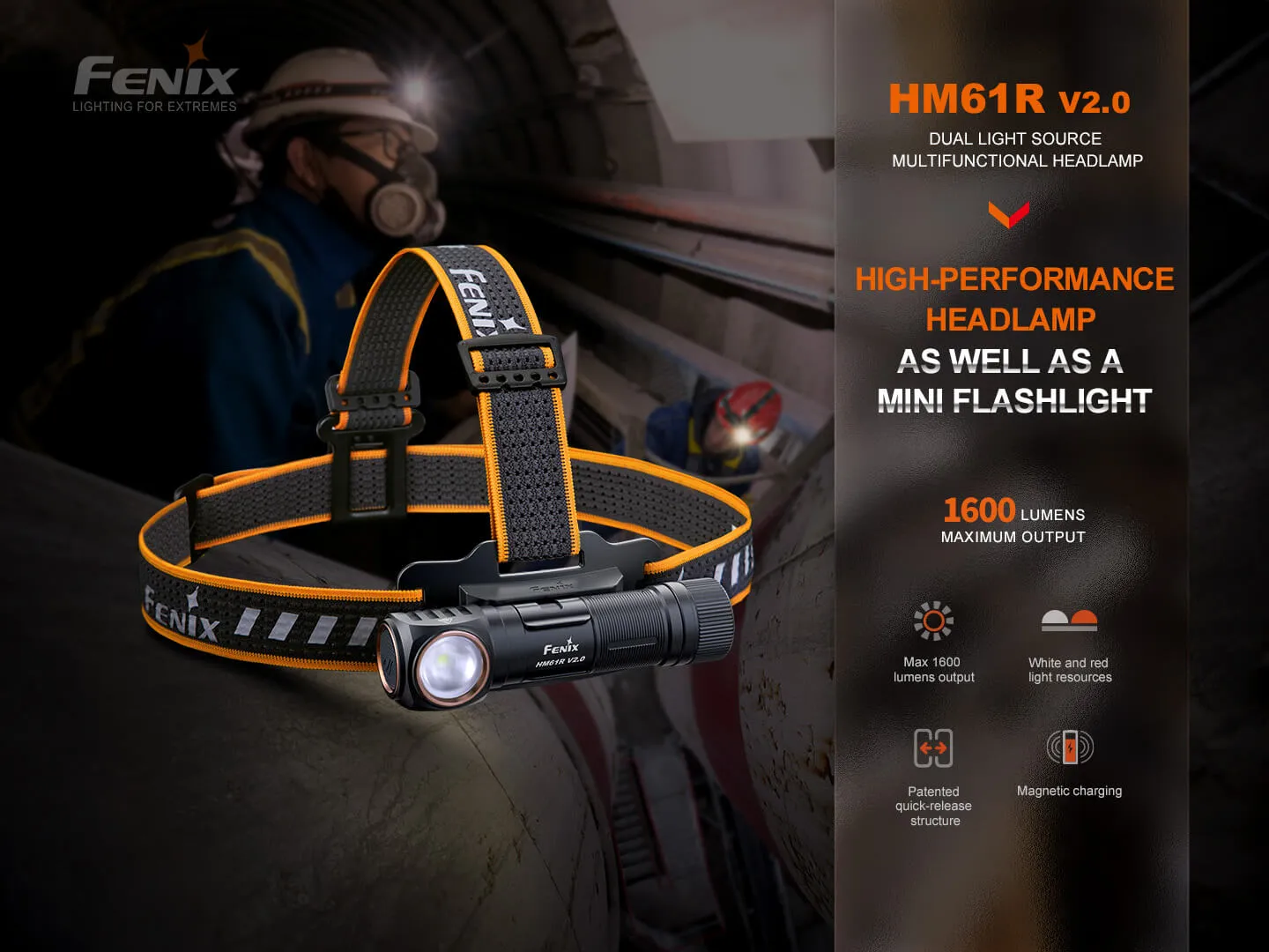 V2 Rechargeable LED Headlamp - 1600 Lumens - HM61R