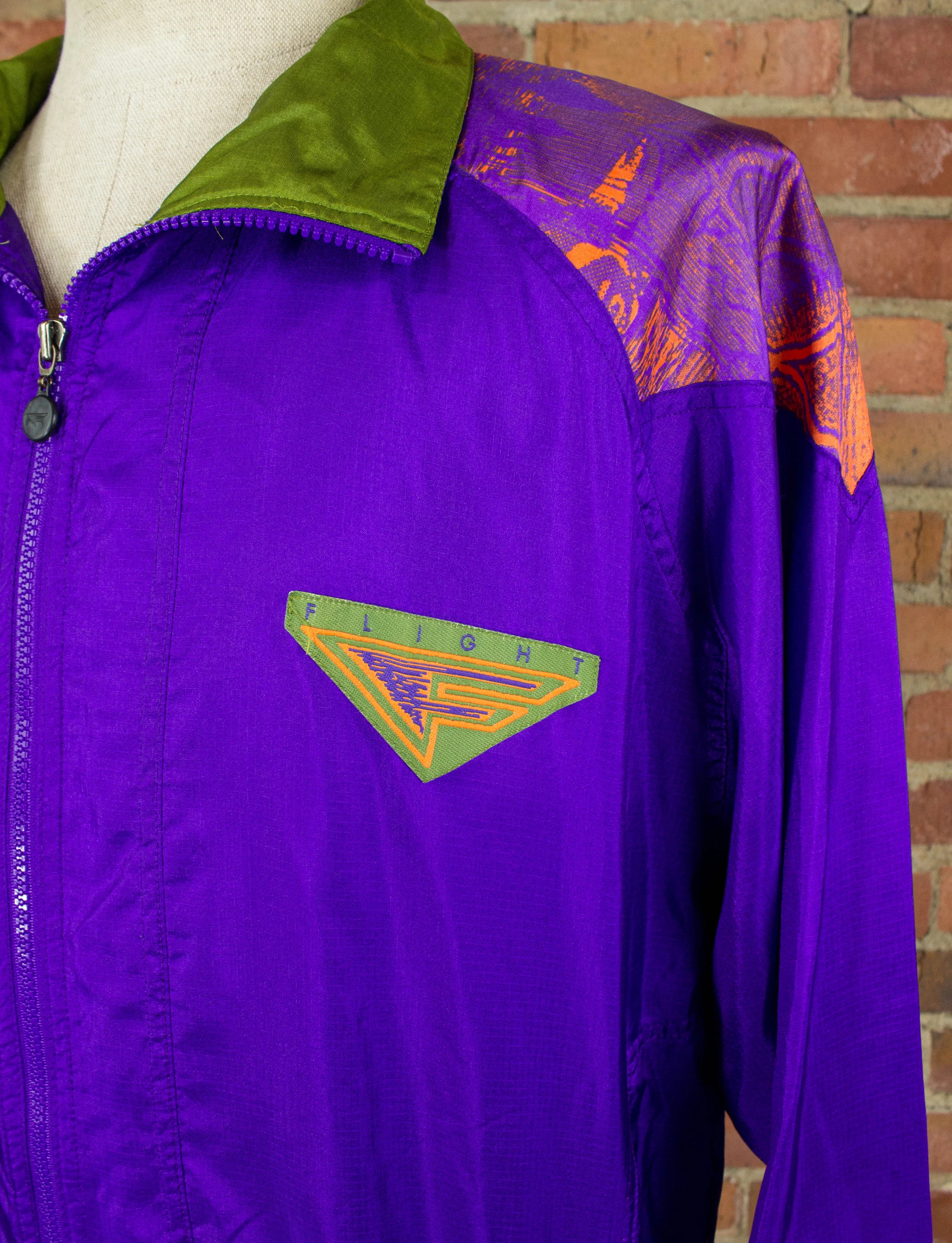 Vintage 90s Nike Flight Purple, Green and Orange Windbreaker Jacket Unisex Medium-Large