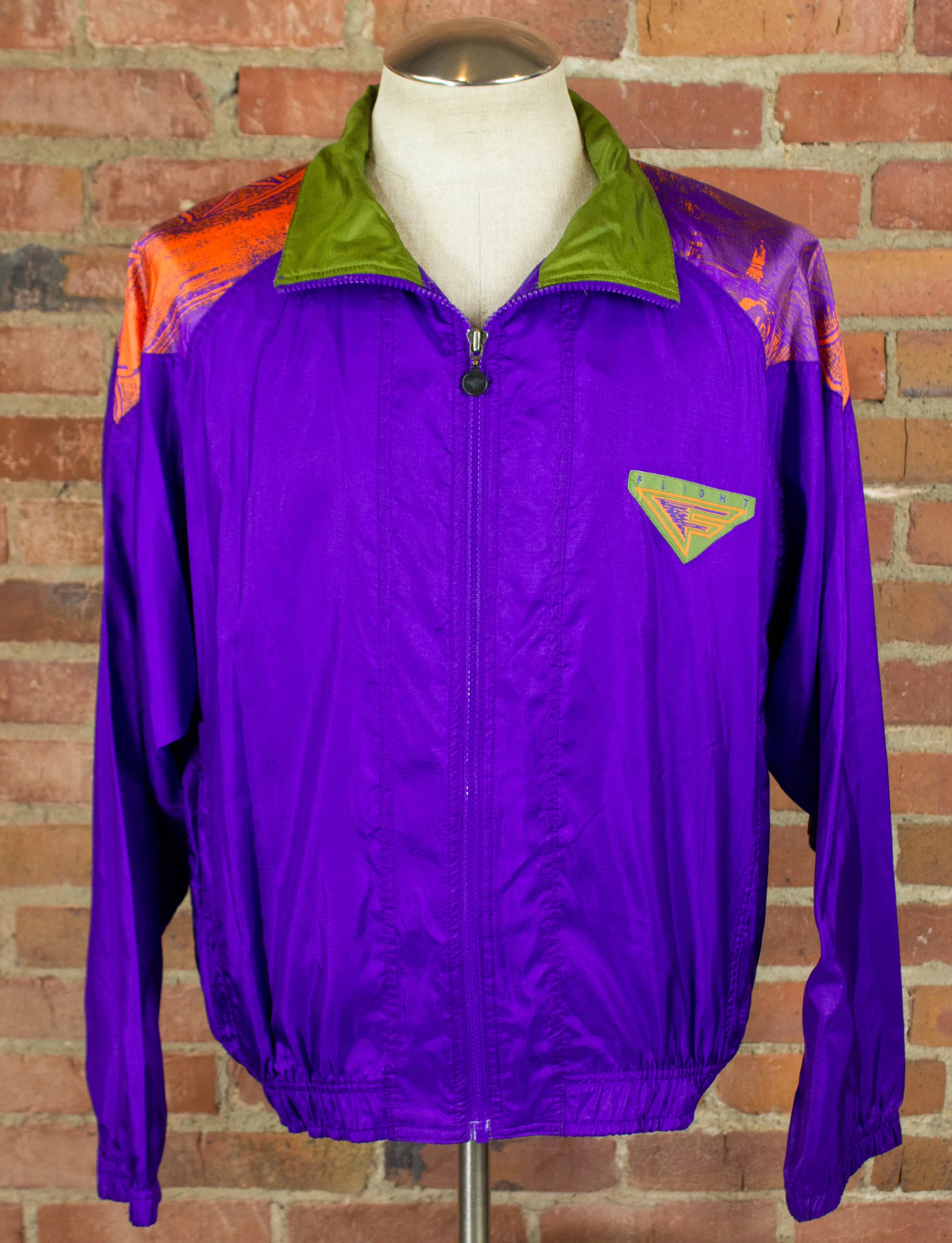 Vintage 90s Nike Flight Purple, Green and Orange Windbreaker Jacket Unisex Medium-Large
