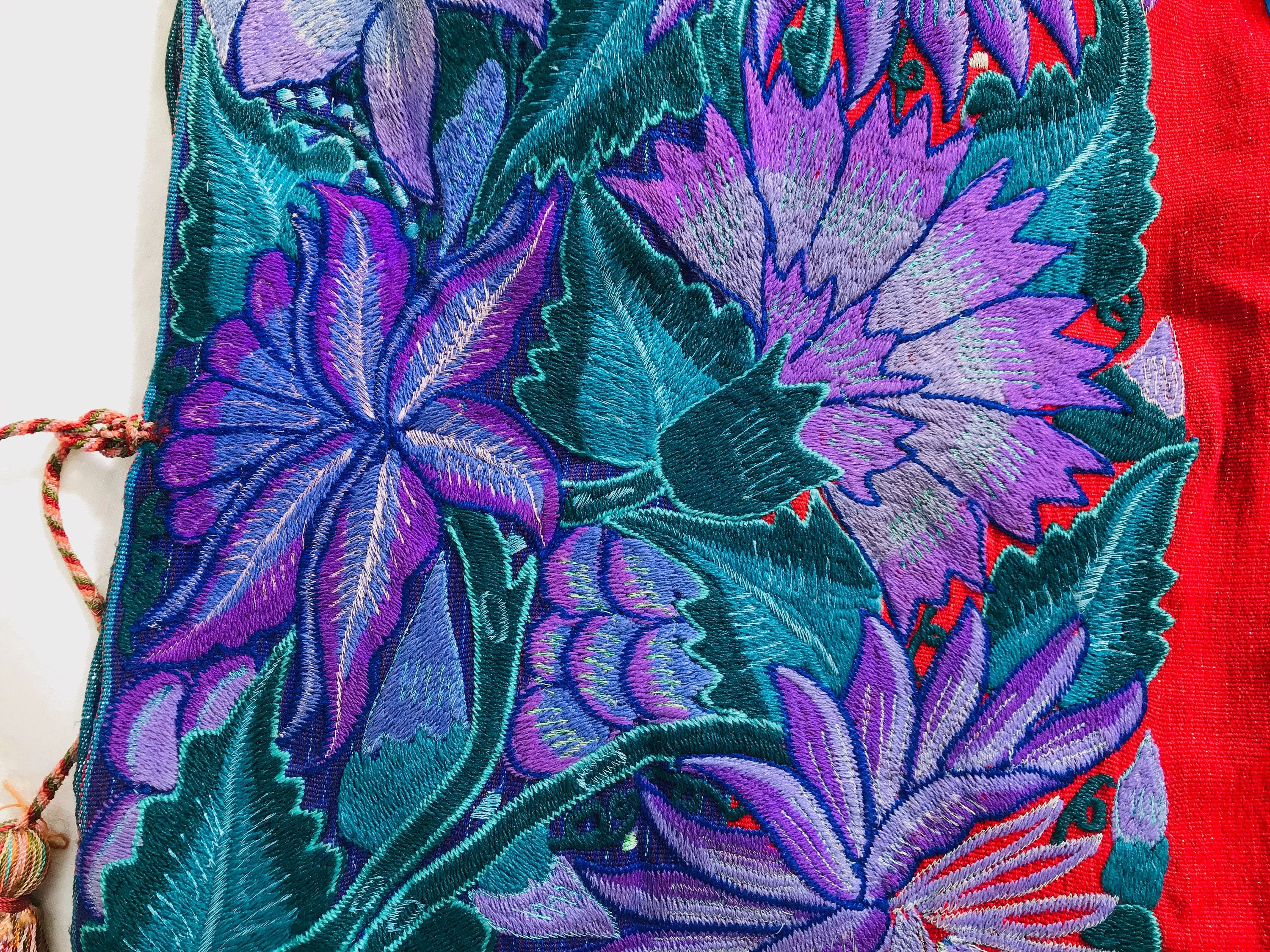 Vintage Zinacantan Poncho. Hand-woven & Embroidered.