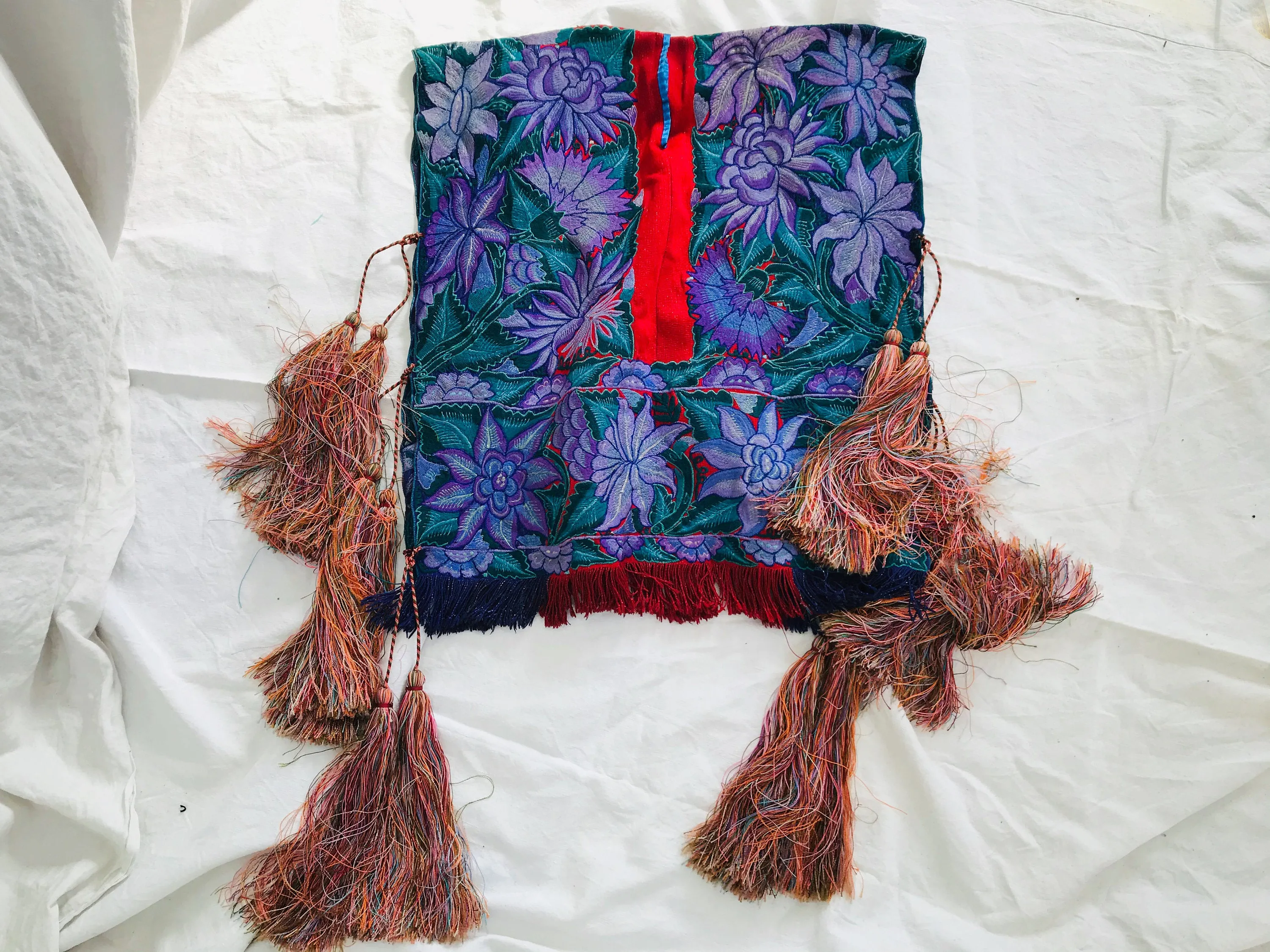 Vintage Zinacantan Poncho. Hand-woven & Embroidered.