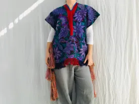 Vintage Zinacantan Poncho. Hand-woven & Embroidered.
