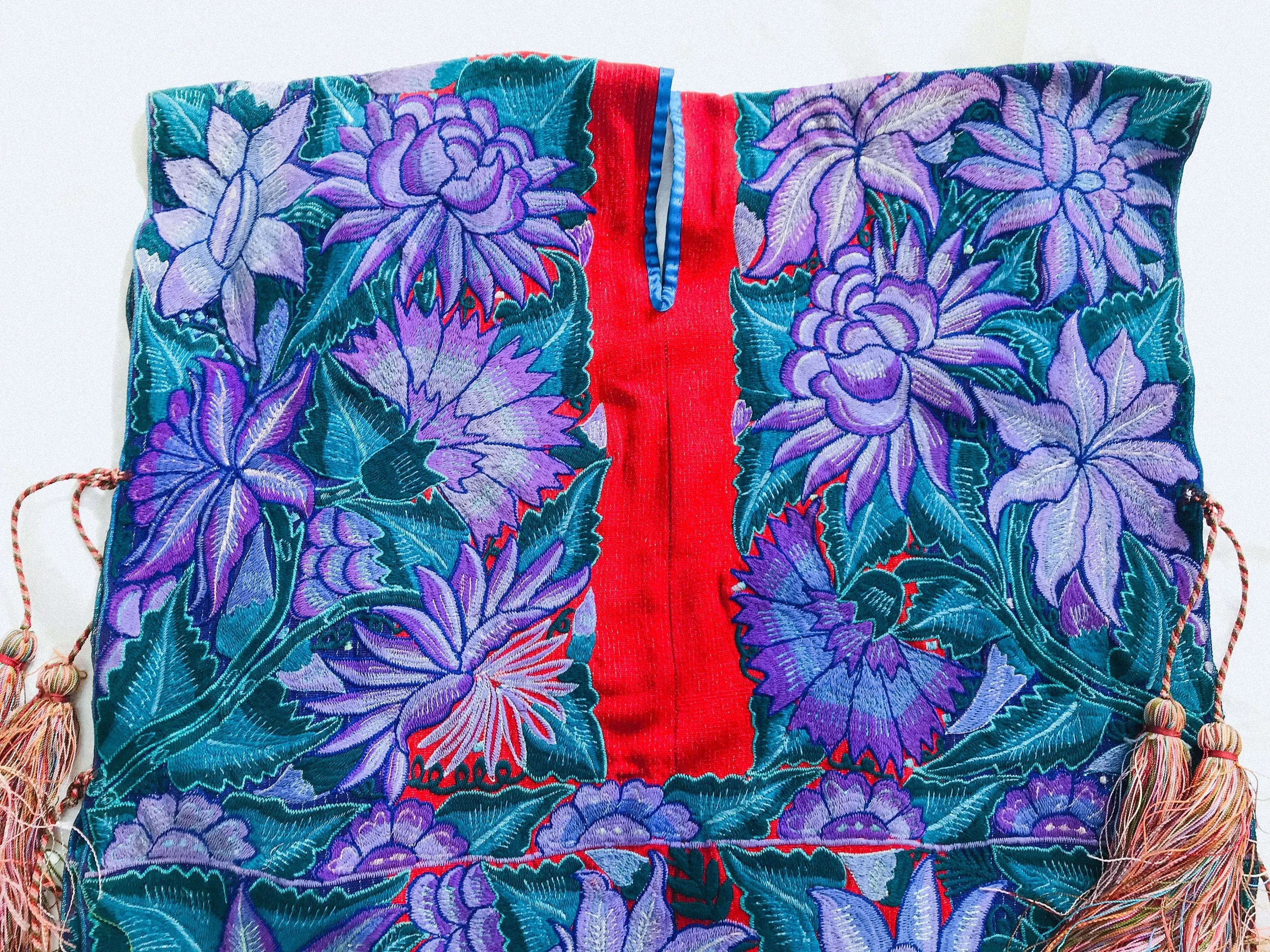 Vintage Zinacantan Poncho. Hand-woven & Embroidered.