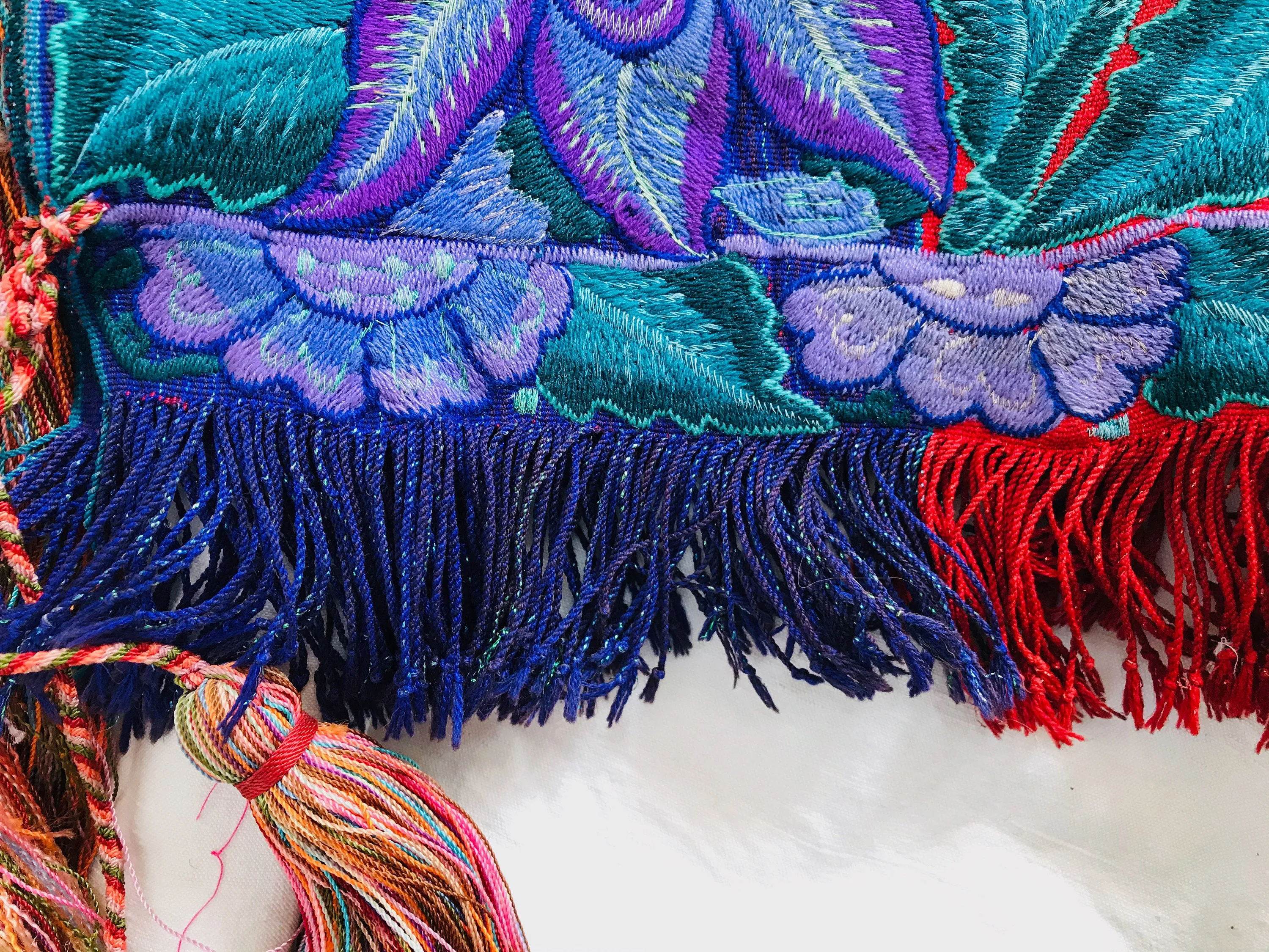 Vintage Zinacantan Poncho. Hand-woven & Embroidered.