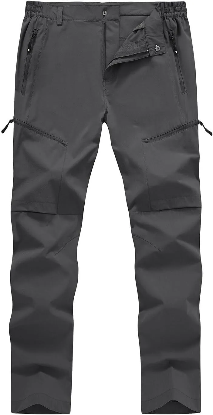 YSENTO Men's Cargo Hiking Pants Lightweight 5 Zipper Pockets Stretch Quick Dry Camping Fishing Travel Pants