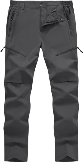 YSENTO Men's Cargo Hiking Pants Lightweight 5 Zipper Pockets Stretch Quick Dry Camping Fishing Travel Pants